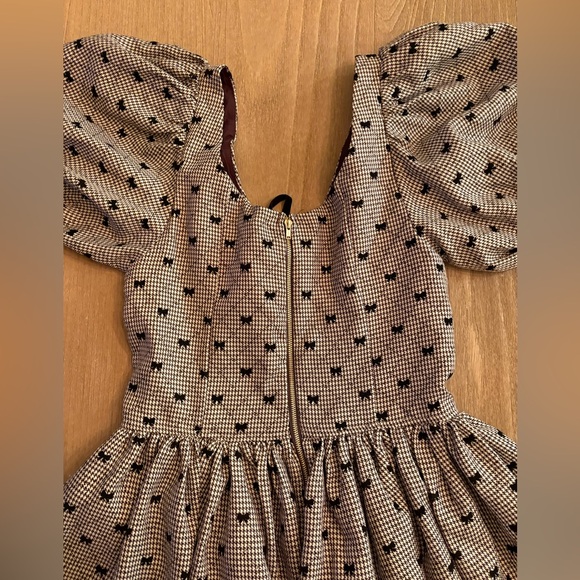 Sofie the Label Bows of Enchantment Mini Dress Puff Sleeve Brown Small NWT - Picture 12 of 16
